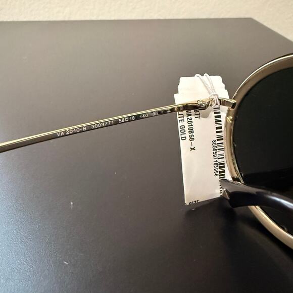 Valentino Black/Gold Tone VA 2010-B Crystal Embellished Round Sunglasses main image 6